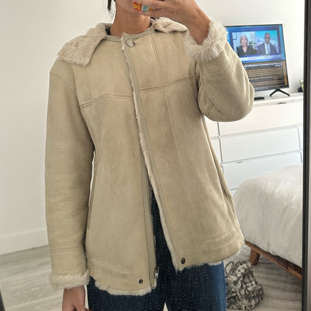 Isabel Marant 100% Lambskin Leather Real Fur Cream White Jacket w Hood size 40 - Picture 13 of 15